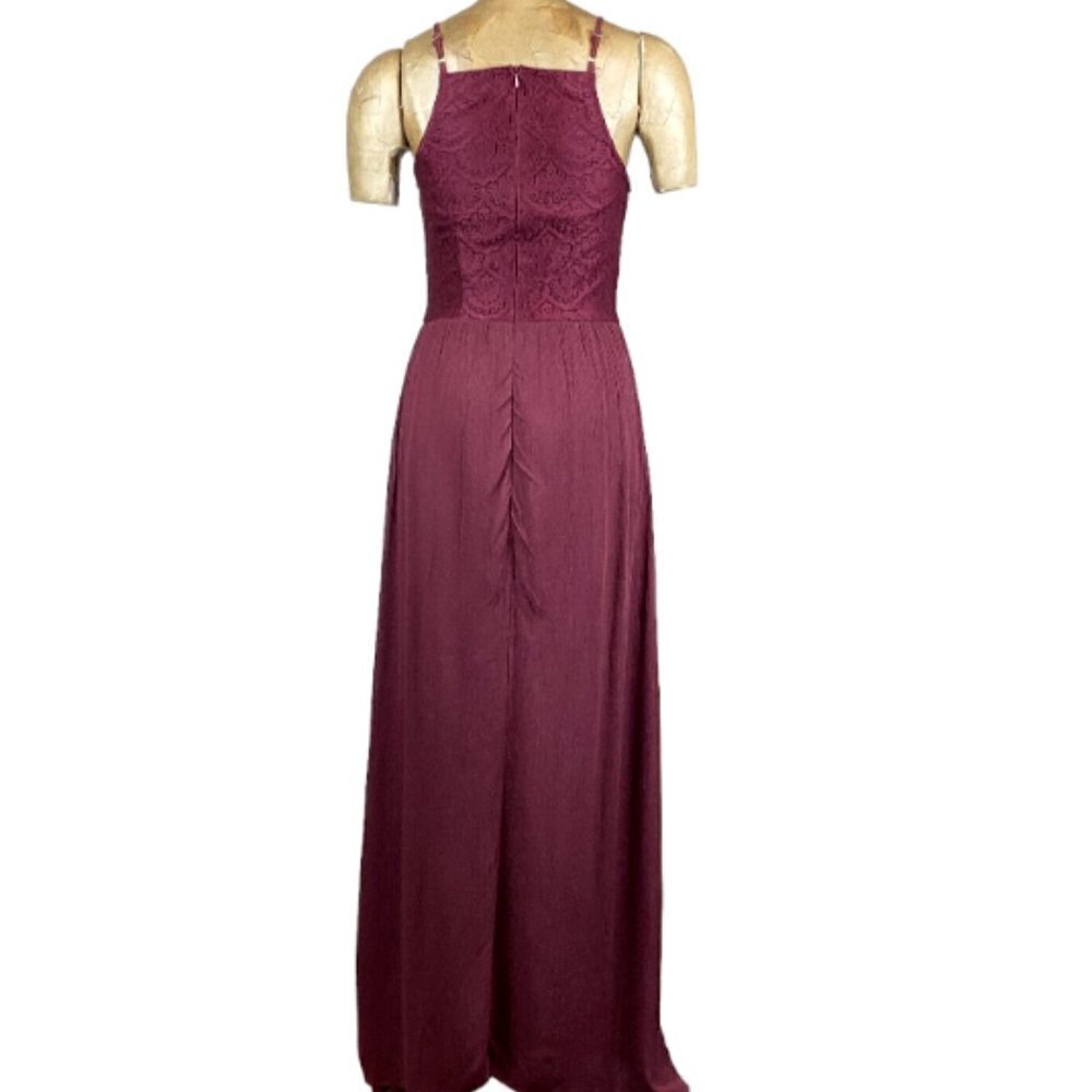 Self Esteem Sleeveless Long Maxi Dress Lace Bodice S Burgundy #248A - Picture 6 of 10